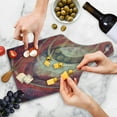 thumbnail image 4 of Antique Cutting Board, Grunge Circles Aged Display Old Fashioned Retro Elements, Decorative Tempered Glass Cutting and Serving Board, Wine Bottle Shape, Red Yellow, by Ambesonne, 4 of 5