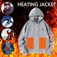 thumbnail image 3 of Heated Sweatshirt Unisex USB Heated Hoodie with 3/7 Heating Levels Men Women Heated Jacket USB Rechargeable Heated Body Warmer Thermal Tops Heated Clothing for Running Hiking, 3 of 7