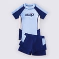 thumbnail image 5 of GYRATEDREAM Girls Swimsuits Two Piece Rash Guard Set Short Sleeve Bathing Suit Liner Swimwear with UPF 50+ Sun Protection for 8-14Y Blue, 5 of 7