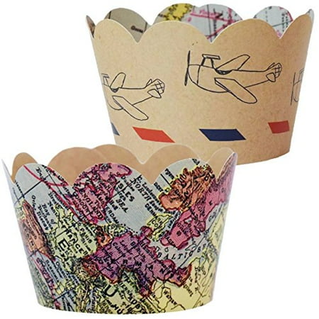 Baby Shower Decorations For Boy 36 Vintage Map Cupcake Wrappers Baby Shower Decorations For Boy 36 Vintage Map Cupcake Wrappers
