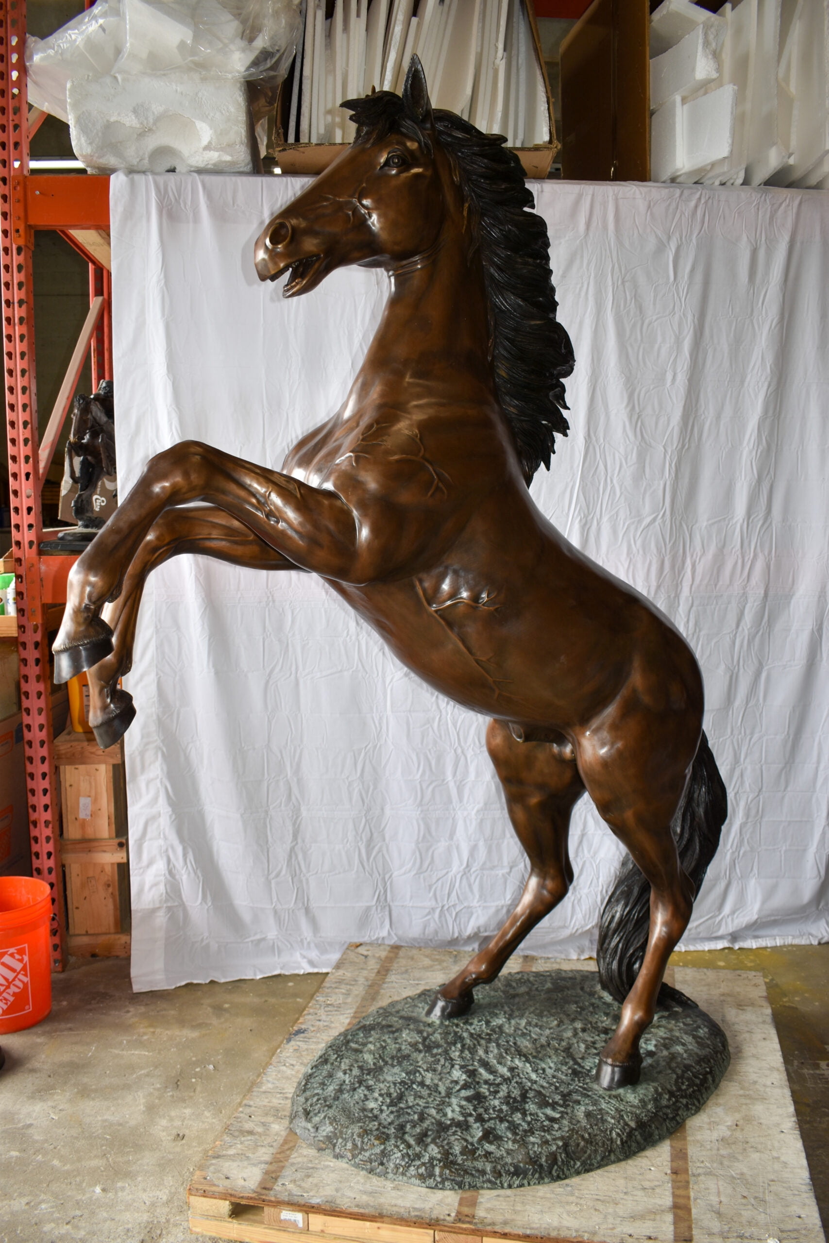 Nifao Graceful Life-Sized Horse on Hind Legs Bronze Statue – Garden Outdoor Decor Sculpture, 72"L x 34"W x 88"H