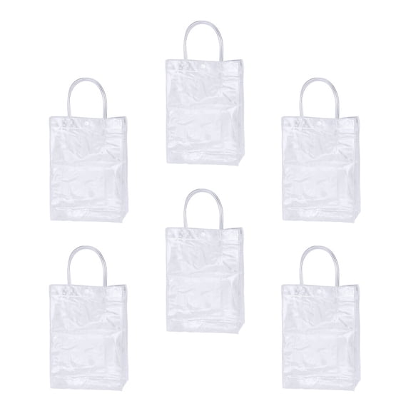 Melantax 6 Pieces Practical Transparent Tote Bags Exquisite Plastic Tote Bags PVC Tote Bags