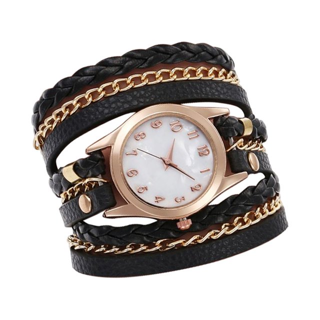Minnieouse Senderismo Viajar Portátil Mujeres Reloj de esfera redonda Banquete Niñas trenzada Diseño simple Reloj de Decoración Relojes