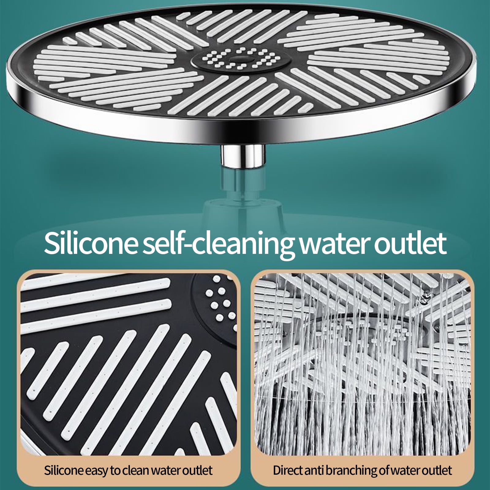 Shower Head, 10 Inch Rain Shower Head High Pressure, Rainfall Waterfall Detachable Bathroom Large Showerhead, Rain Setting High Flow Round Shower Head