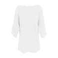 thumbnail image 4 of Women Summer Fall Lightweight Sweaters 3/4 Sleeve Loose Knit Pullover Elegant Work Tops Business Casual Outfits White L, 4 of 5