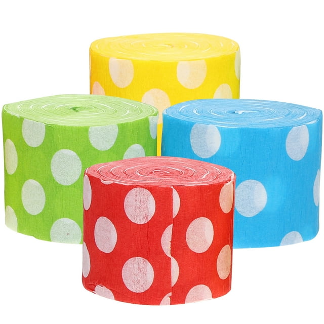 CIMAXIC Fête 8 Rouleaux Serpentins en Papier Crêpe de Fête Décoration Style à Pois Serpentins en Papier Crêpe,984.25"X1.77"X0.04 Pouces