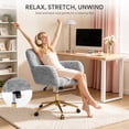 thumbnail image 6 of PAPROOS Vanity Chair with Back, Adjustable Swivel Makeup Desk Chair with Wheels and Arms, Fluffy Home Office Task Chair with Artificial Rabbit Hair for Bedroom, Dorm, Study Room, Gray, 6 of 9