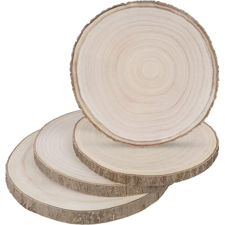 4 Pcs Large Natural Wood Slices, 12.5-14 Inches Unfinished Wood Centerpieces for Tables, DIY Round Rustic Wooden Circle Crafts for Wedding Table Décor