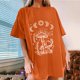 thumbnail image 1 of ICHUANYI Clearance Women's Vintage Gothic Sun And Print Pattern Drop Sleeves Summer Short Sleeve Tops Blouse(Orange, XXL) ICHUANYI WER2023081508396, 1 of 9