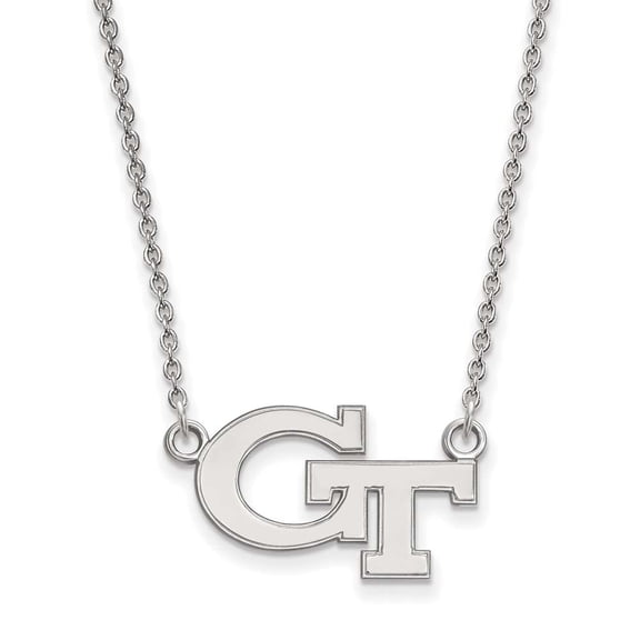 14k White Gold Logoart Georgia Institute Of Technology Small Pendant Necklace