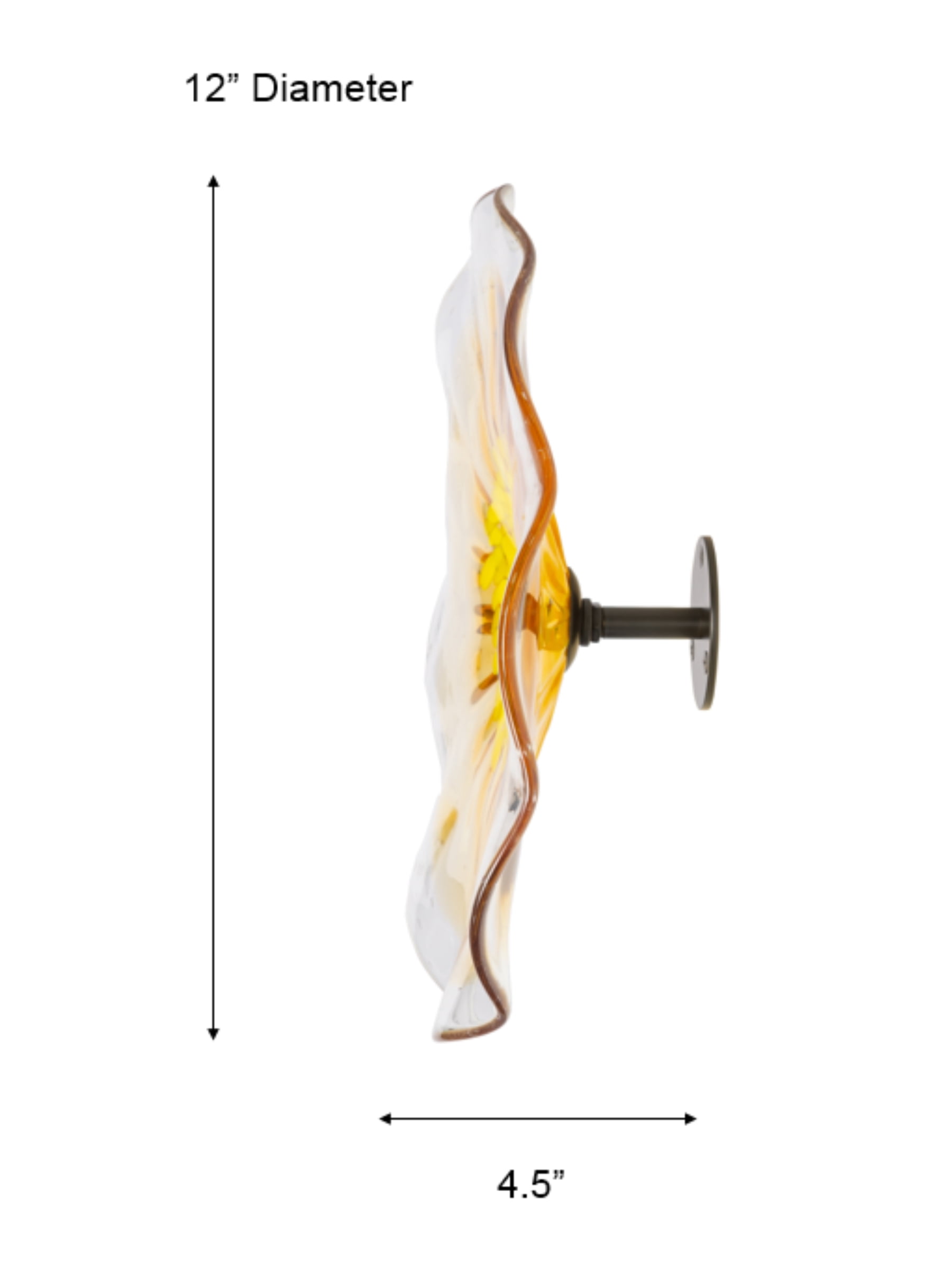 Dale Tiffany Ribera Flower Hand Blown Art Glass Wall Décor with Wall Mounting Bracket, 12-Inch Diameter