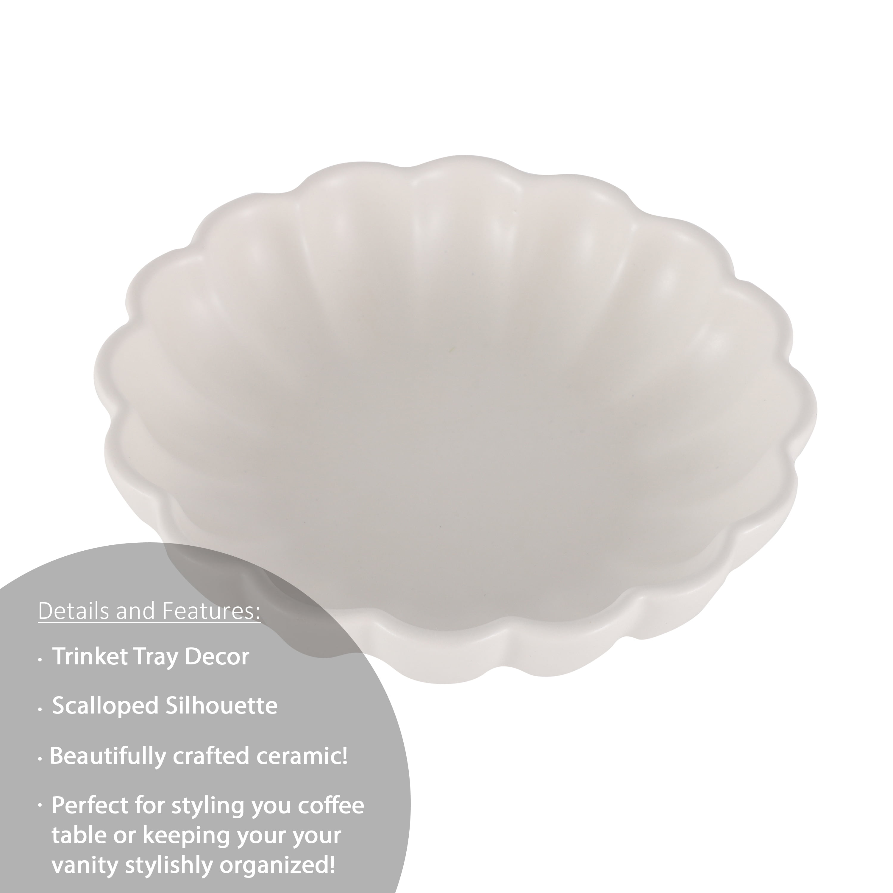 Mainstays Scalloped White Decorative Tabletop Bowl