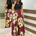 thumbnail image 2 of Femmes Été Manches Courtes Tournesol Imprimé Robe Swing Casual Maxi Robe, 2 of 6