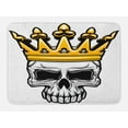 thumbnail image 1 of King Bath Mat, Hand Drawn Crowned Skull Cranium with Coronet Tiara Halloween Themed Image, Non-Slip Plush Mat Bathroom Kitchen Laundry Room Decor, 29.5 X 17.5 Inches, Golden and Pale Grey, Ambesonne, 1 of 2