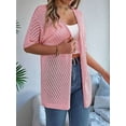 thumbnail image 4 of Summer Cardigan Women'S Short Sleeve V Neck Crochet Loose Front Open Hollow Cover Up Pink L, 4 of 5