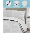 thumbnail image 3 of Full Size Quilt Bedding Set, White Moroccan Reversible Summer Quilt 3 Pieces, Boho Morocco Geometric Quatrefoil Grid Lightweight Bedspreads Coverlets with 2 Pillow Shams for All Seasons, 3 of 5