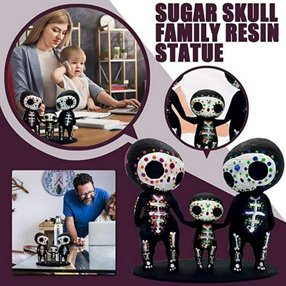 Sugar Skull Decor,Sugar Skull Coulp Figurine Statues Table Decor Hand Crafts Resin Ornament,Ornaments for Crafts,Sugar Skull Gifts