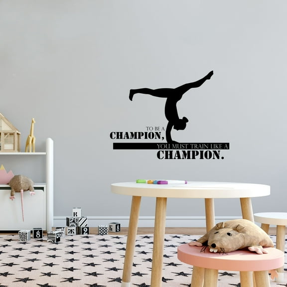 Be Champion Gymnastic Gymnast Gymnastics Motivation Quote Wall Sticker Art Decal for Girls Boys Room Bedroom Dance Studio House Fun Home Decor Stickers Wall Art Vinyl Decoration Size (8x10 inch)