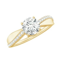 Rosec Jewels Lab Created Diamond Engagement Ring 1 Ct - Ef-Vs Quality - 6 mm Round Diamond Ring for Women, 10K Yellow Gold, US 4.50