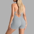 thumbnail image 5 of Roncen Women Workout Seamless Jumpsuit Yoga Ribbed Bodycon One Piece Spaghetti Strap Shorts Romper, 5 of 7