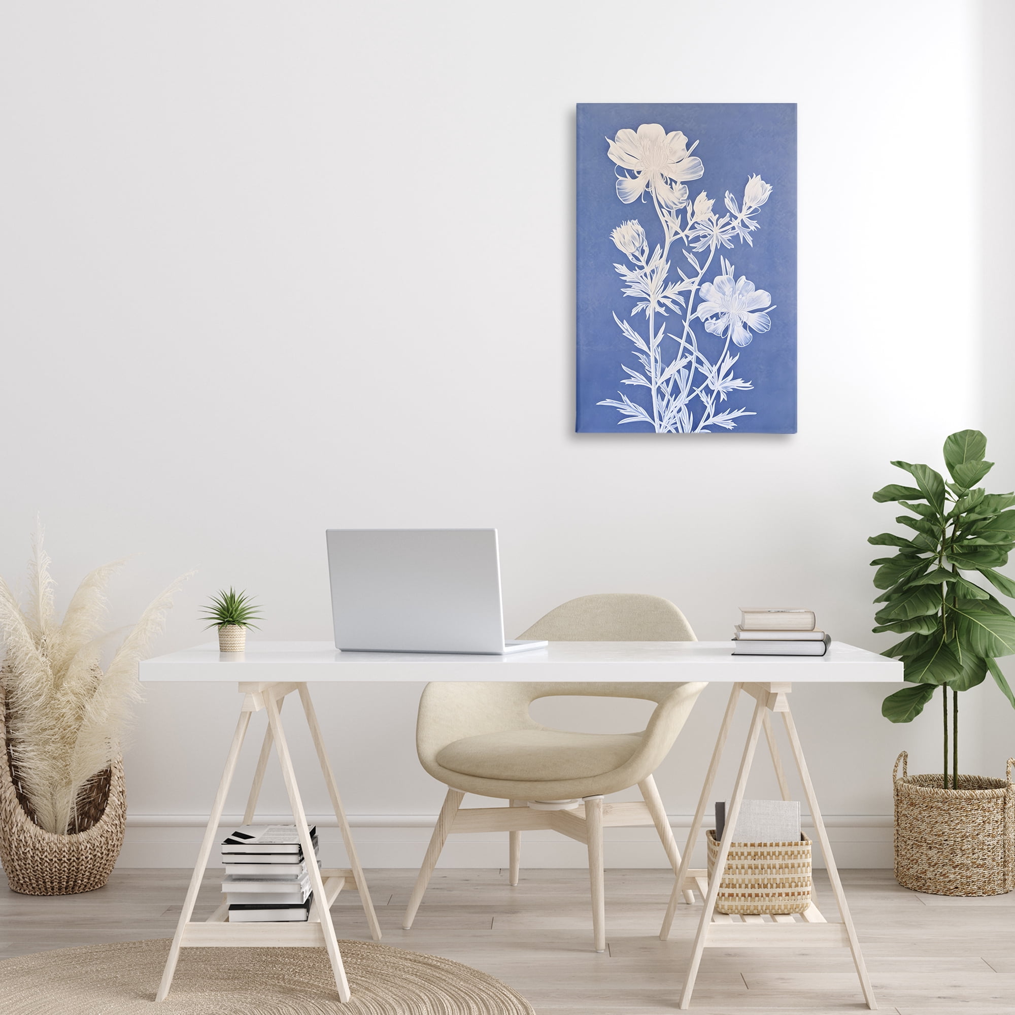 Stupell Industries Cerulean Botanical Pattern Botanical & Floral Painting Gallery Wrapped Canvas Art Print Wall Art, 20 x 30