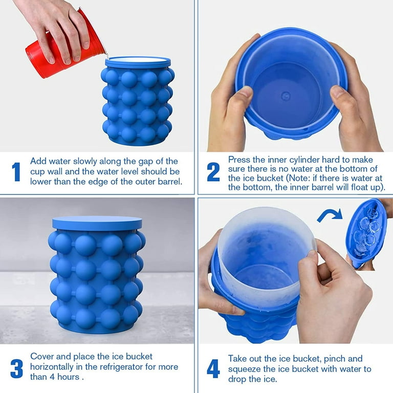 ALLADINBOX Ice Cube Mold Ice Trays, Large Silicone Ice Bucket, (2 in 1) Ice  Cube Maker, Round,Portable (Dark blue) 