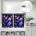 thumbnail image 5 of Kitchen Window Curtains Valance and Tier Set, Dinosaurs Purple Dinosaurs on Black Rod Pocket Tier Curtain Valance Set, Abstract Art Light Filtering Cafe Curtains for Bedroom Living Room, 5 of 9