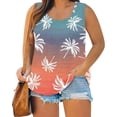thumbnail image 2 of LNZGNM Women Tank Tops Summer Plus Size Sleeveless Shirts Flowy Loose Fit Crewneck Tunic Tops Casual Vacation Basic Blouses,Saffron 2XL, 2 of 7