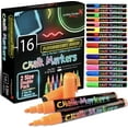 thumbnail image 3 of 16 Fluorescent Neon Chalk Markers UV Glow in the Dark - Double Pack of Extra Fine and Medium Tip Liquid Chalk Pens, 3 of 4
