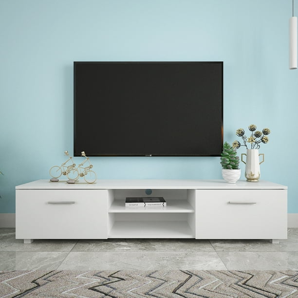 Tv Stand For 70 Inch Media Console Cabinet With 2 Storage Cube Open Shelves Living Room Bedroom Com Console Tv Cabinet With 2 Storage Cube, Tv Stand With Storage Cubes
