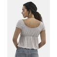 thumbnail image 3 of No Boundaries Babydoll Top with Short Sleeves, Women's, 3 of 5