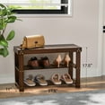 thumbnail image 3 of Bamboo Shoe Rack Bench, 3 Tier Sturdy Storage Organizer, Holds up to 300lbs for Entryway Bedroom Living Room Balcony, Brown, 3 of 6