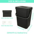 thumbnail image 2 of Hanging Trash Can with Lid, 3.2 Gallon Kitchen Hanging Garbage Can with Lid, Wall-Mounted Garbage Can for Cabinet, Under Sink, Bathroom, Bedroom, Office(1 Pack,12 L,Black), 2 of 7