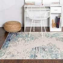 Unique Loom Vivid Collection Area Rug - Mumbai (4' x 6' Rectangle Blue/Ivory)