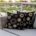 thumbnail image 2 of 2 Pack Outdoor Waterproof Throw Pillow Covers,Boho Gold Line Circle Decorative Square Pillow Case Patio Pillowcases for Chair Couch Sofa 16x16in, 2 of 9