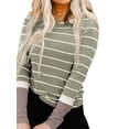 thumbnail image 3 of HUBERY Women Striped Printed Color Block Spliced Crew Neck Long Sleeve Top, 3 of 5