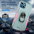 thumbnail image 6 of Dteck for iPhone 13 Mini Case with Ring Stand Cover,Hybrid Shockproof Impact-Resistant Bumpers Protective with Built-in Ring Stand Ring Kickstand for Apple iPhone 13 Mini (Green+Pink), 6 of 8