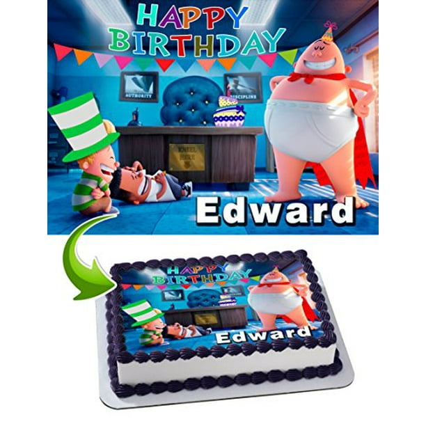Captain Underpants Edible Cake Topper Personalized Birthday 1/4 Sheet ...