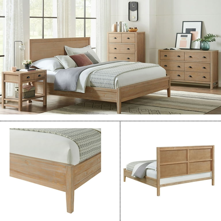Alaterre Furniture Solid Arden Rustic Wood Panel King Bed with