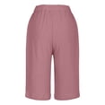 thumbnail image 6 of snilers Bermuda Shorts for Women Knee Length Elastic Waist Drawstring Trousers Loose Wide Leg Sweatpants with Pockets Summer Casual Beach Clothes, 6 of 8