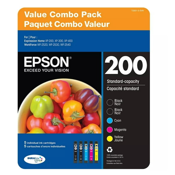 Epson T200 Series Multi-Couleurs Pack d'Encre, 5 ct.