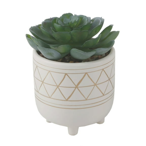 Flora Bunda Tabletop 4.75" Artificial Cactus in Gols Geo Ceramic Pot