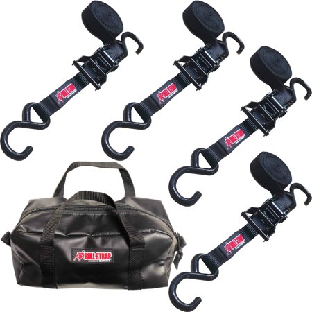 1” x 12’ Medium Duty Ratchet Tie Down w/ S-Hooks (Qty 4) w/ Free Recovery Bag – 2,500 LB/833 LB WLL