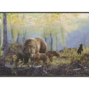 Dundee Deco Peel and Stick Self Adhesive Wallpaper Border - Brown, Black Bears in the Forest, 15 ft x 7 in