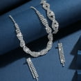 thumbnail image 5 of Faty-T Silver Prom Jewelry Set for Women Elegant Crystal Rhinestone Necklace and Earrings Bracelet Prom Accessories Wedding Jewelry Sets for Brides, 5 of 8