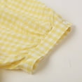 thumbnail image 5 of adviicd Womens 2 Piece Ruffle Pajama Set Gingham Pjs Short Sleeve Babydoll Shirt and Shorts Plaid Sleepwear Outfits (Yellow, S), 5 of 9