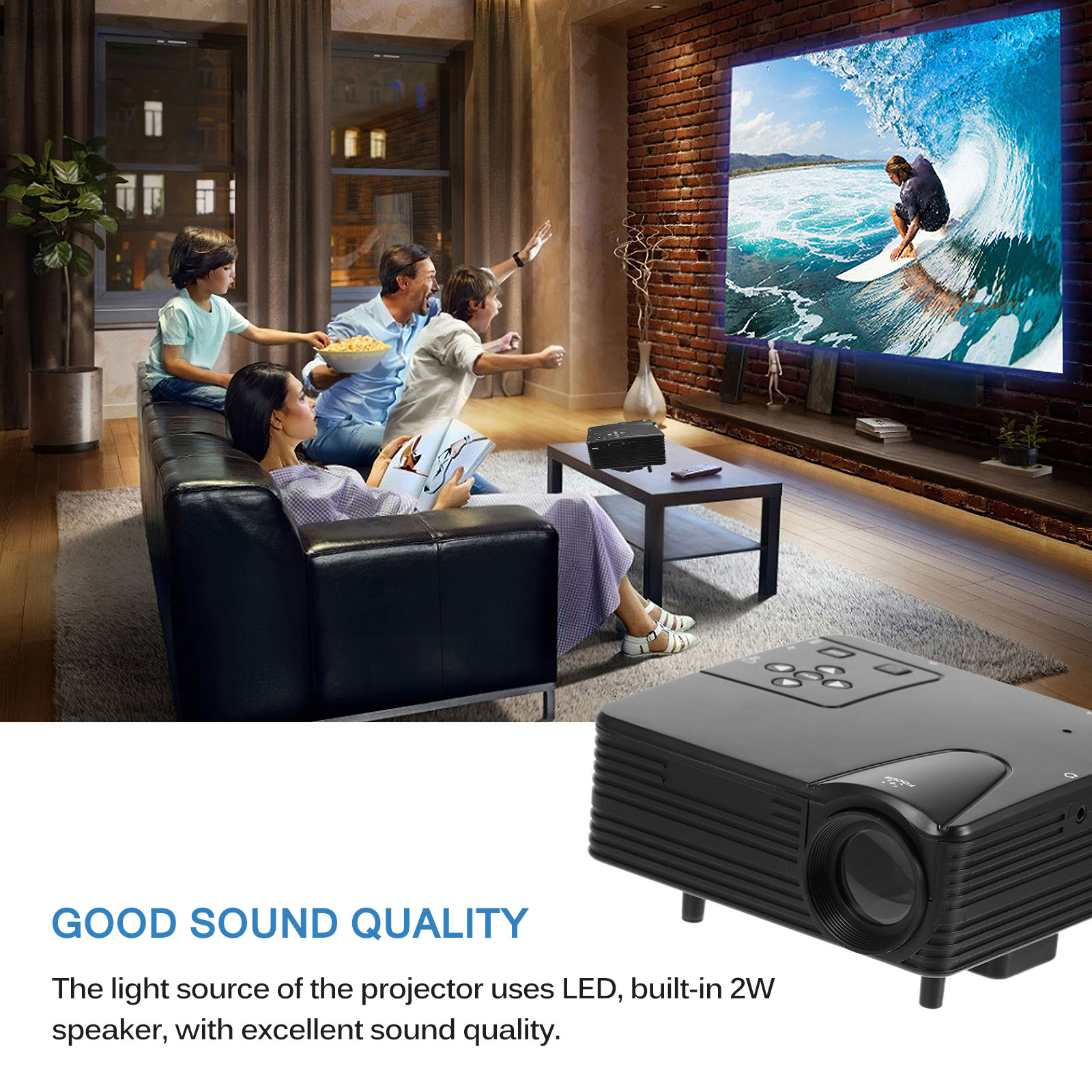 H80 1080P LED Mini Projector Portable 