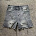 thumbnail image 6 of Denim Shorts For Women Mid Rise Ripped Jeans Shorts Straight Frayed Raw Hem Stretch Casual Summer Shorts, 6 of 8