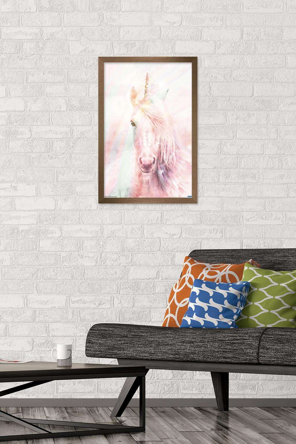Pink Unicorn Wall Poster, 14.725" x 22.375", Framed