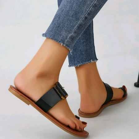 

Gubotare Winter Slippers For Women Women s Elastic Strappy String Thong Ankle Strap Summer Gladiator Sandals Black 6.5
